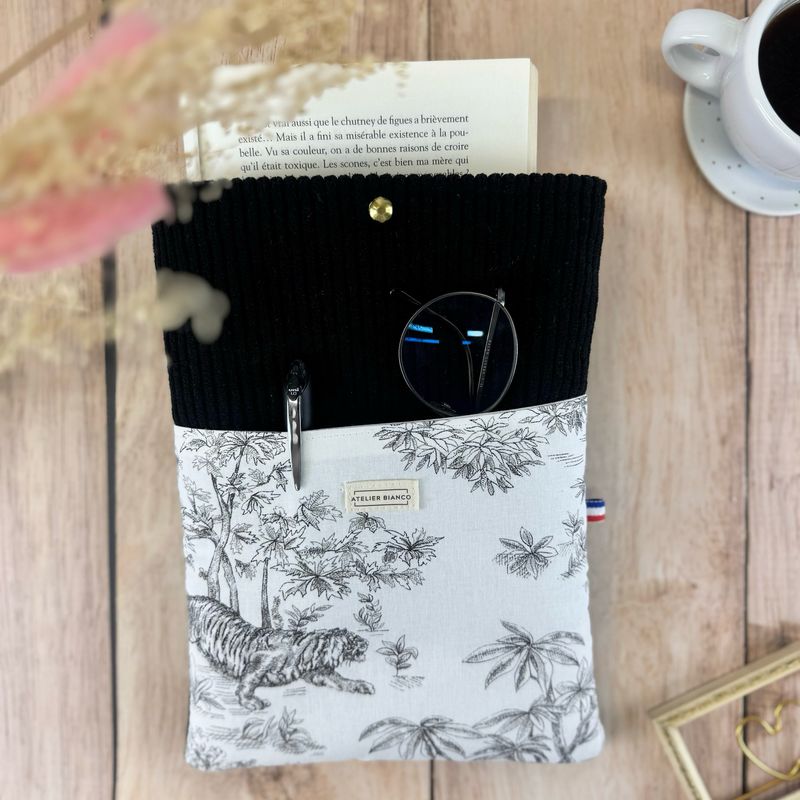 Pochette à livre – Velours côtelé & coton imprimé
