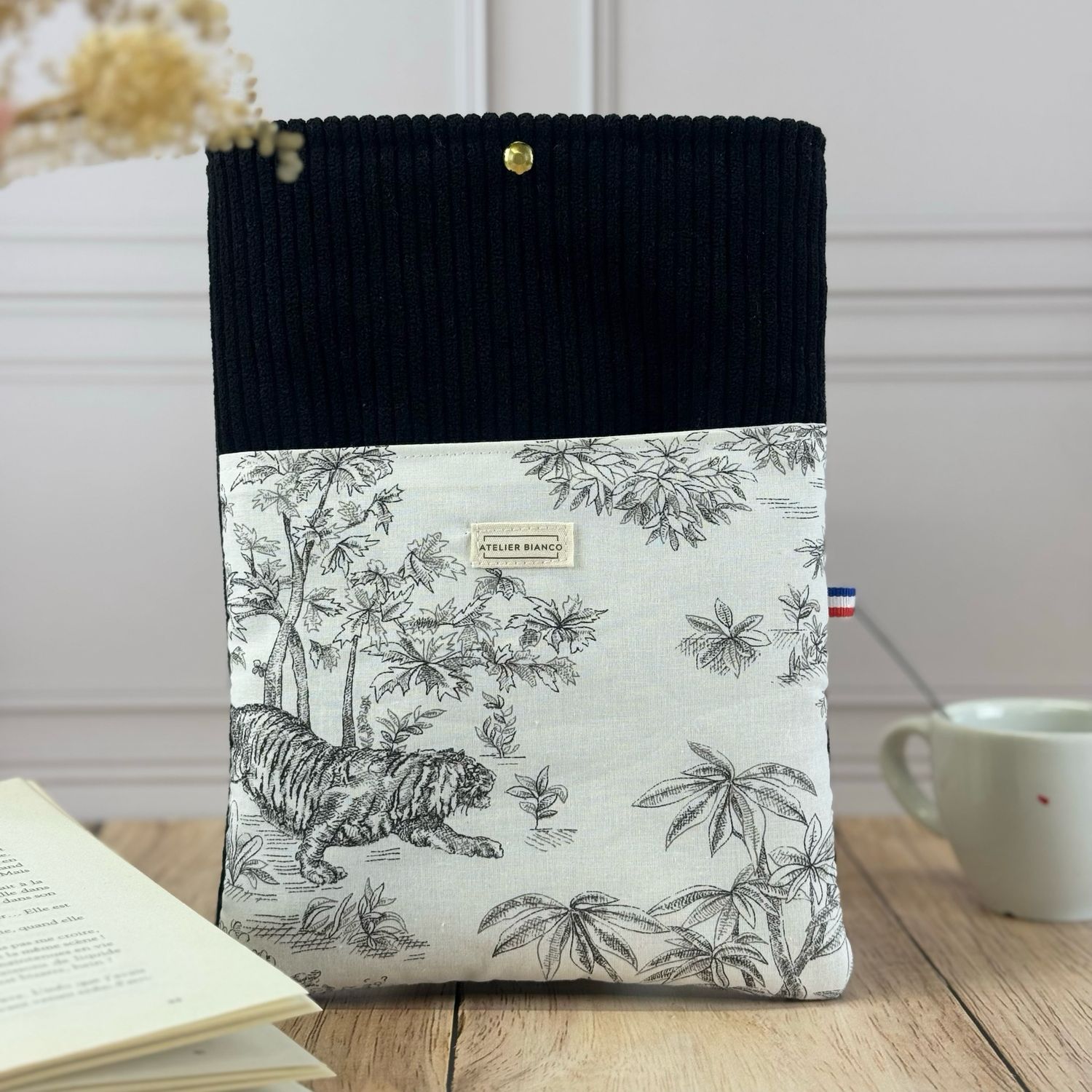 Pochette à livre – Velours côtelé & coton imprimé
