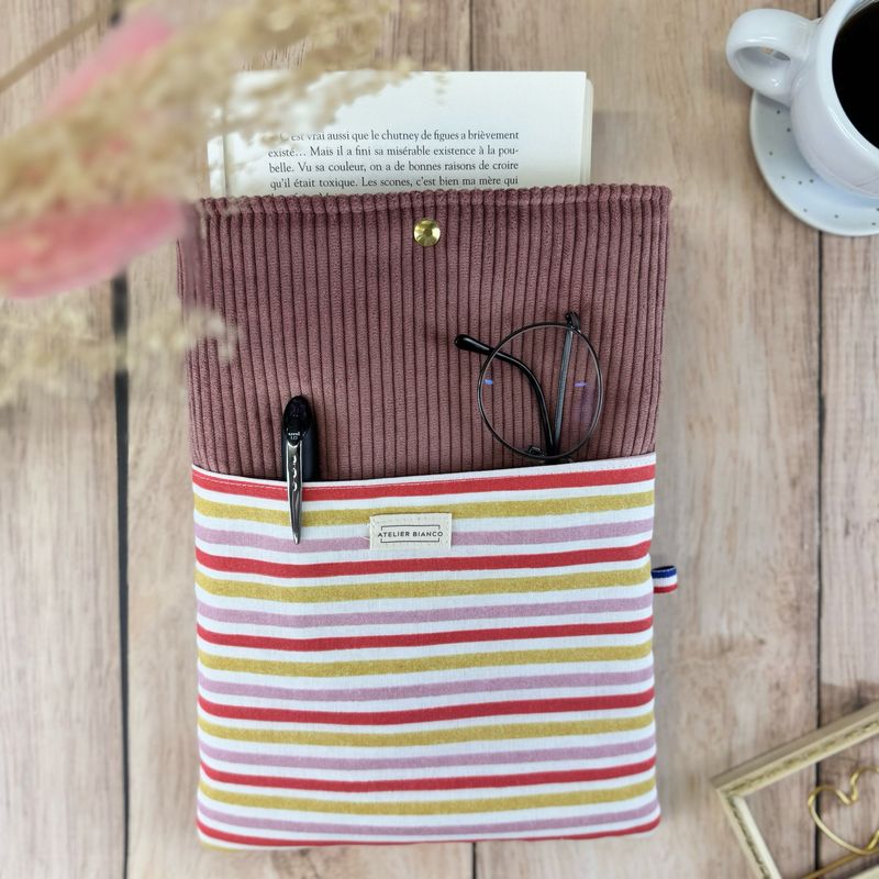 Pochette à livre – Velours côtelé & coton imprimé