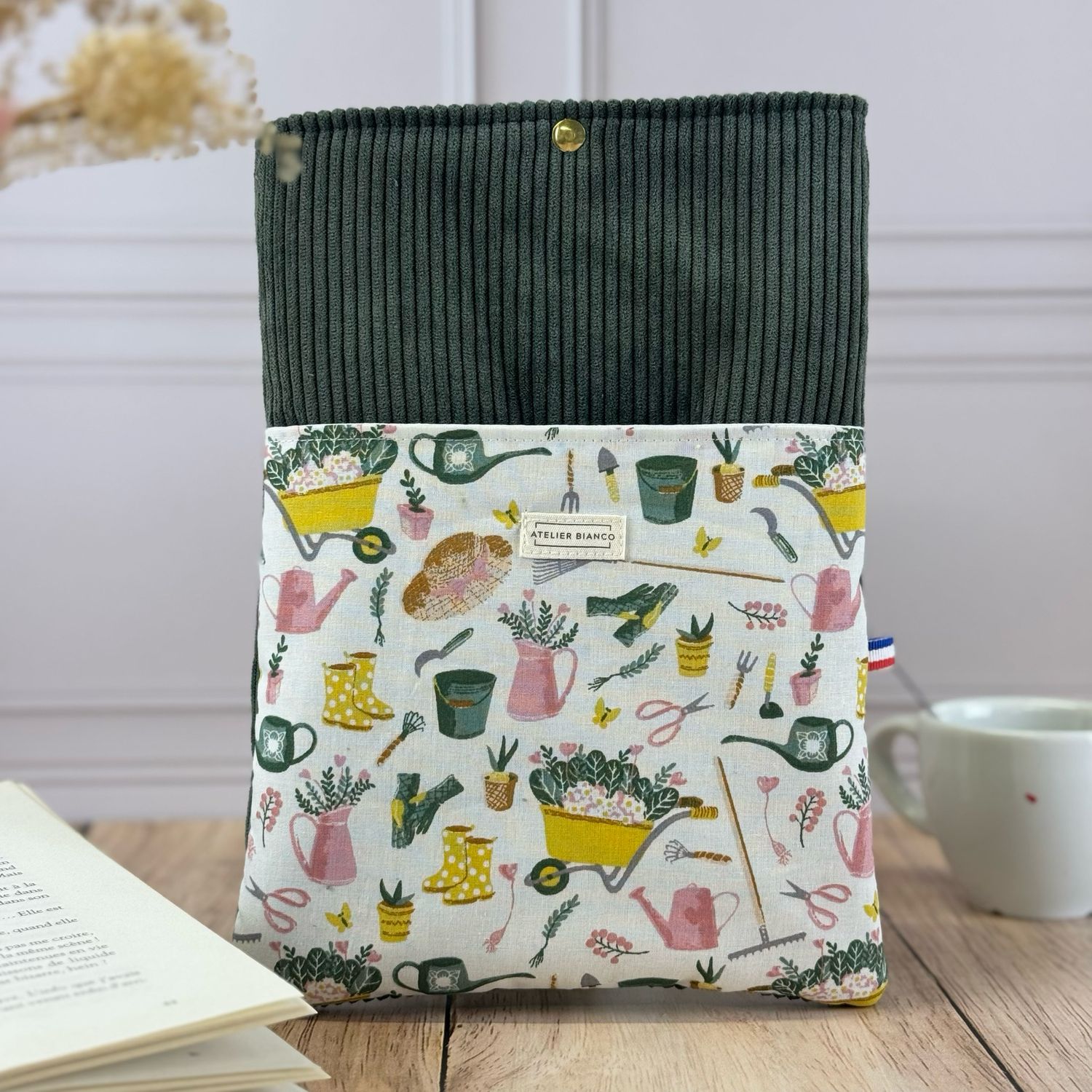 Pochette à livre – Velours côtelé & coton imprimé