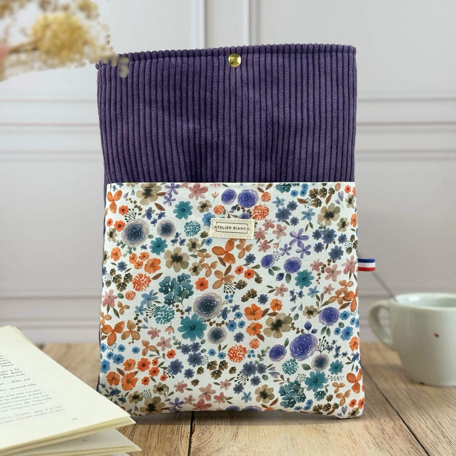 Pochette à livre – Velours côtelé & coton imprimé