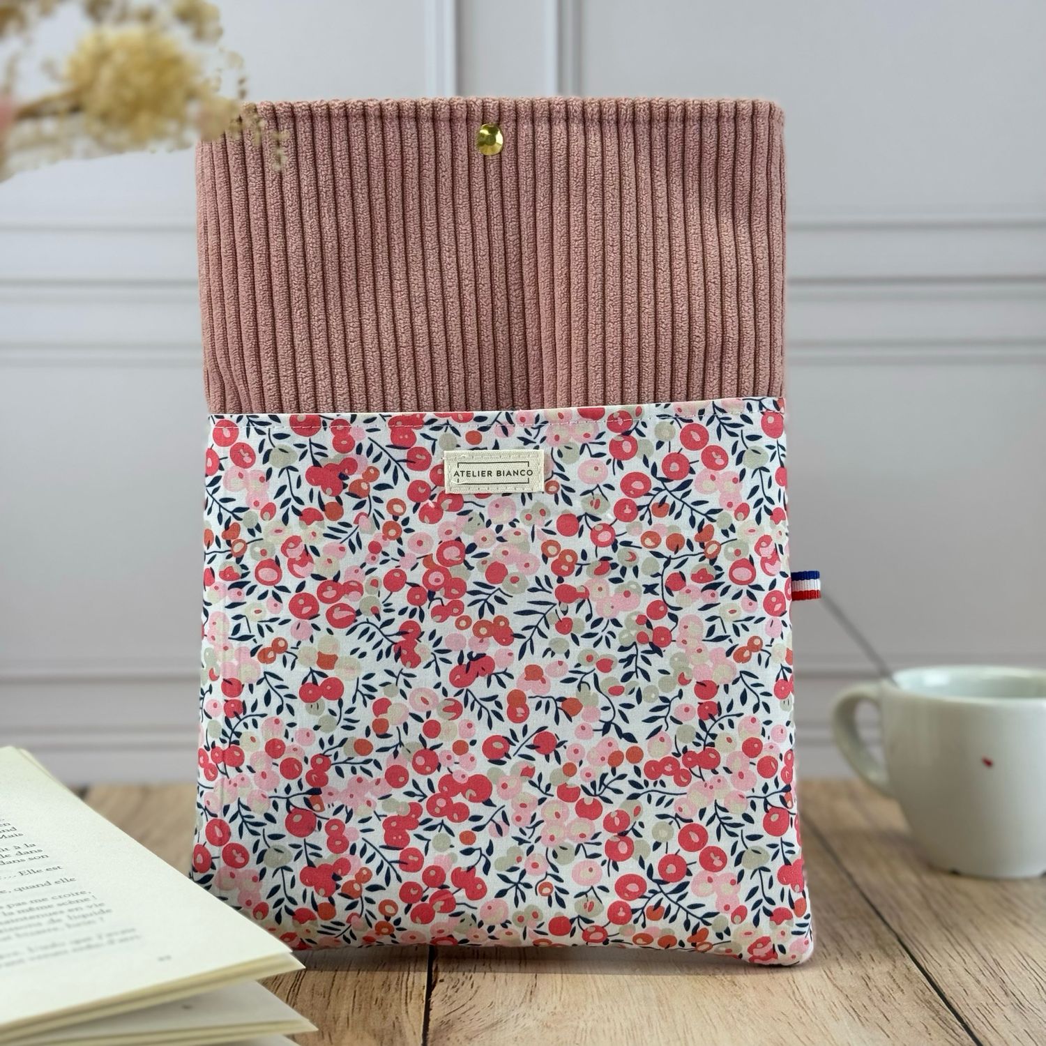 Pochette à livre – Velours côtelé & coton imprimé