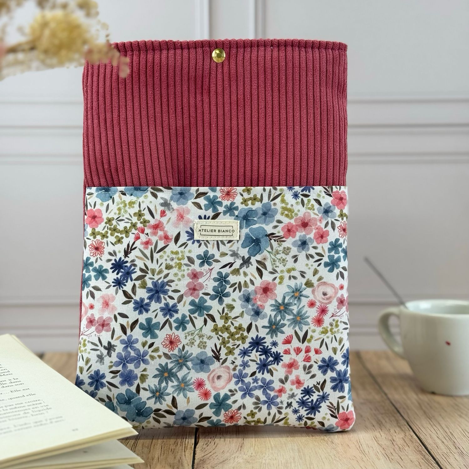 Pochette à livre – Velours côtelé & coton imprimé