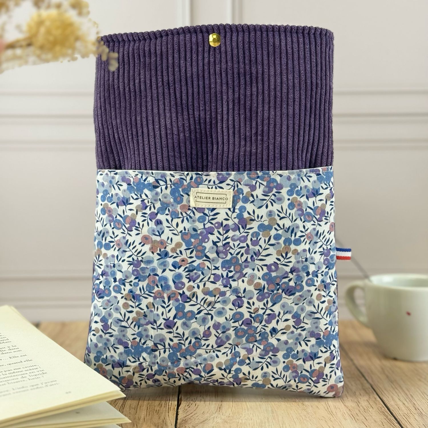 Pochette à livre – Velours côtelé & coton imprimé