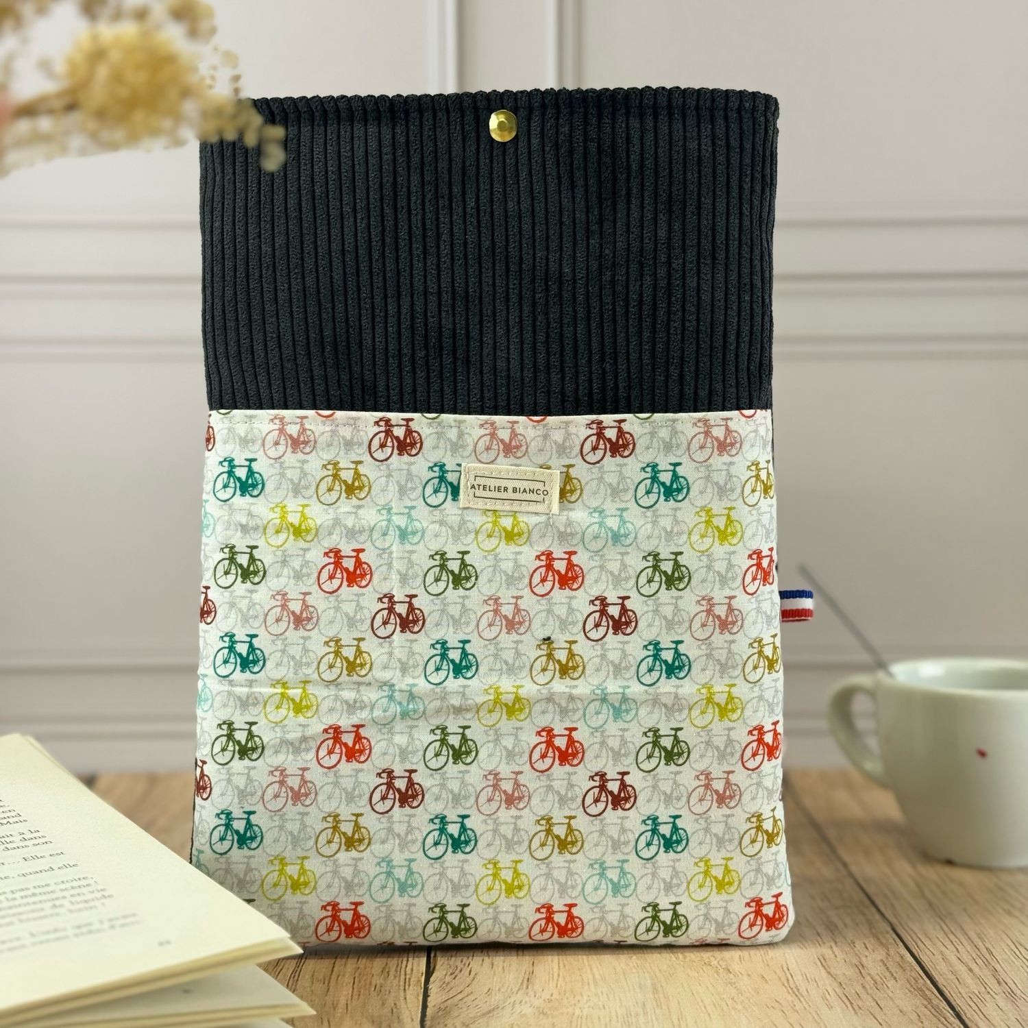 Pochette à livre – Velours côtelé & coton imprimé