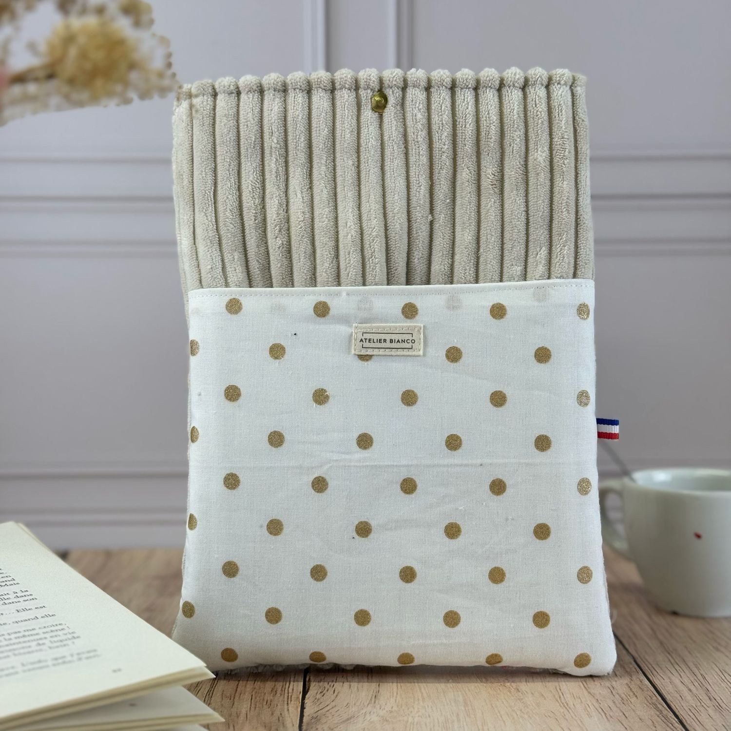 Pochette à livre – Velours côtelé & coton imprimé