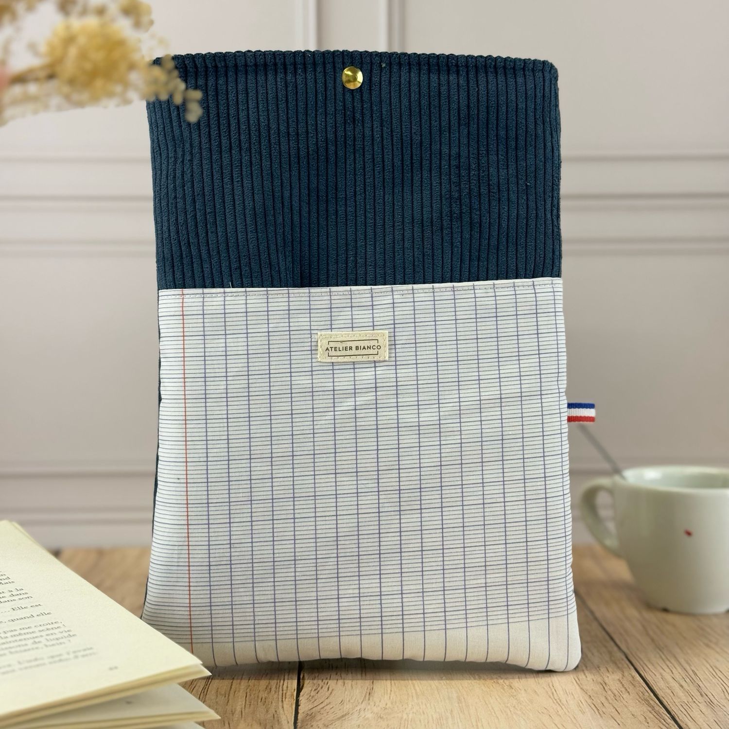 Pochette à livre – Velours côtelé & coton imprimé