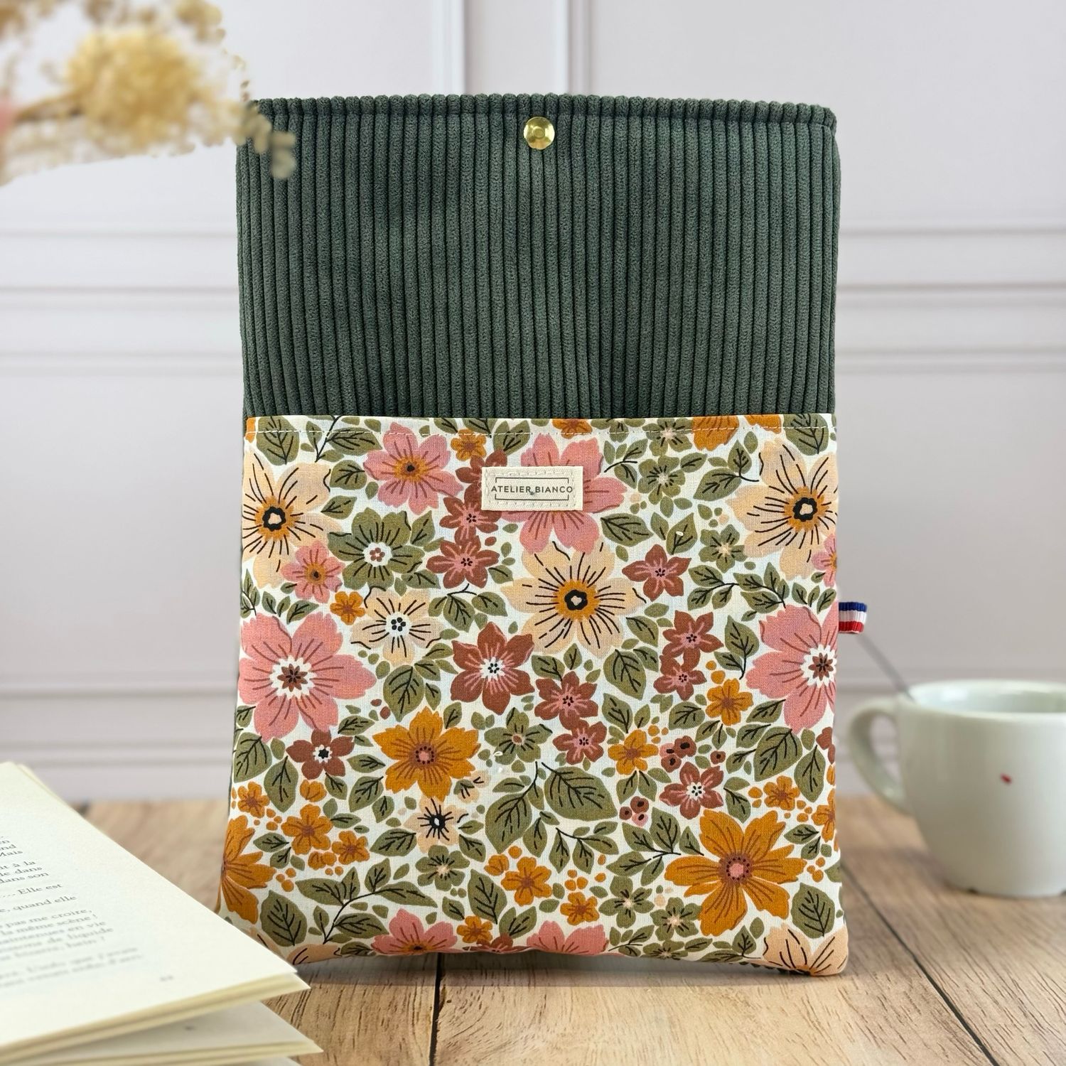 Pochette à livre – Velours côtelé & coton imprimé