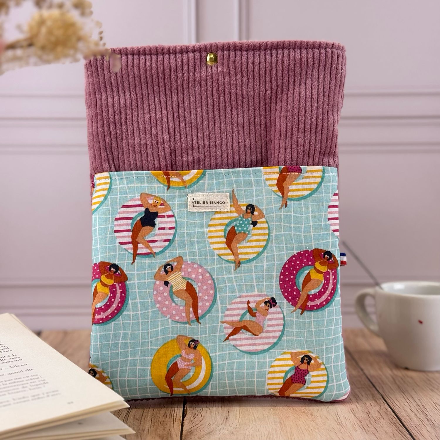 Pochette à livre – Velours côtelé & coton imprimé
