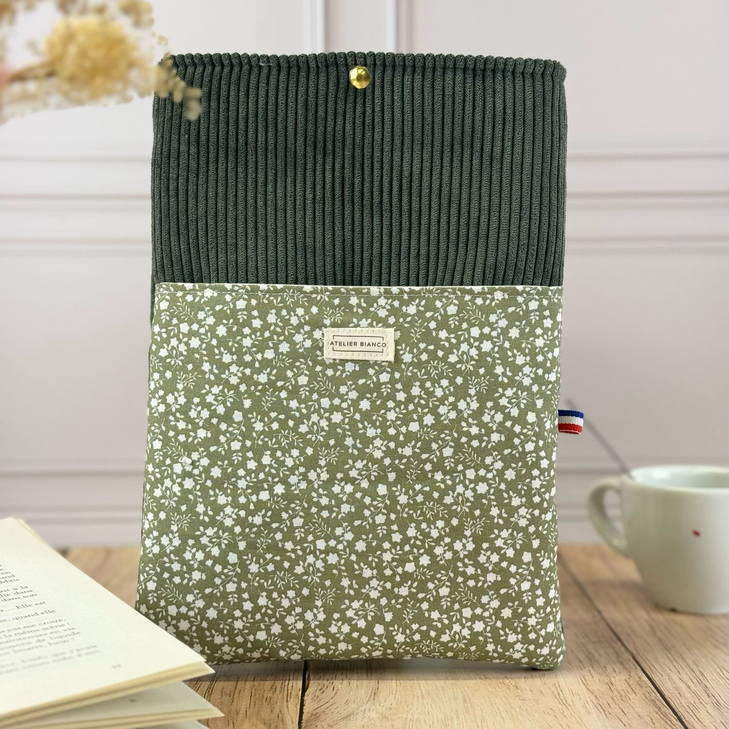 Pochette à livre – Velours côtelé & coton imprimé