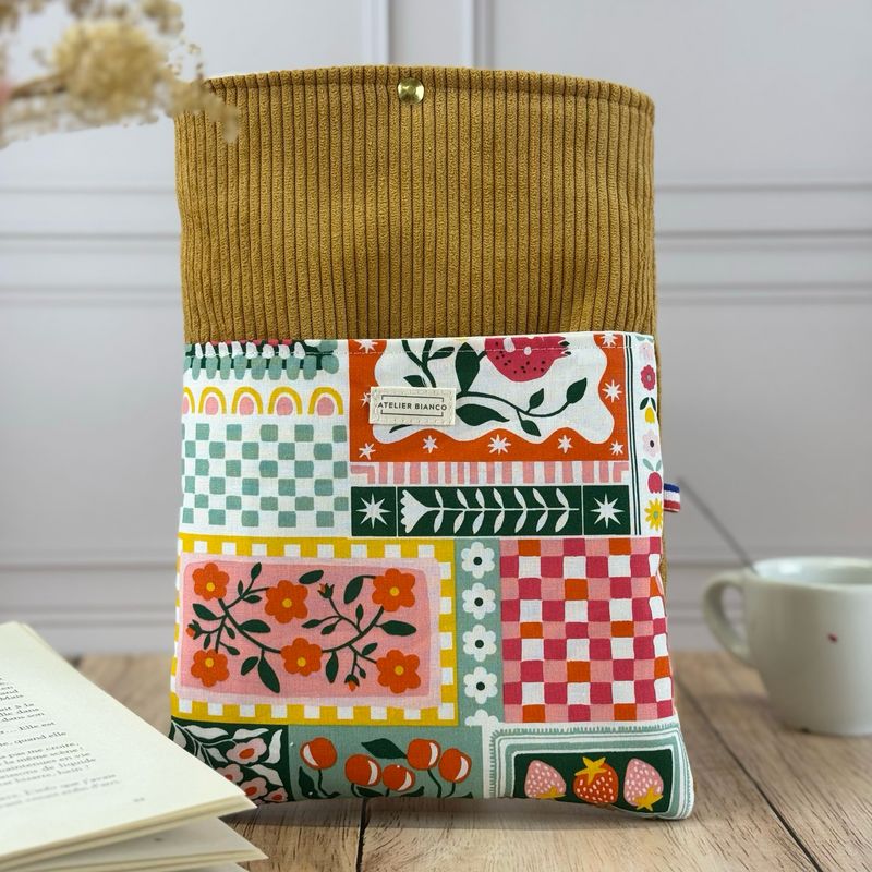 Pochette à livre – Velours côtelé & coton imprimé