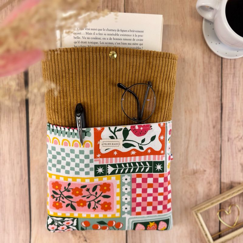 Pochette à livre – Velours côtelé & coton imprimé