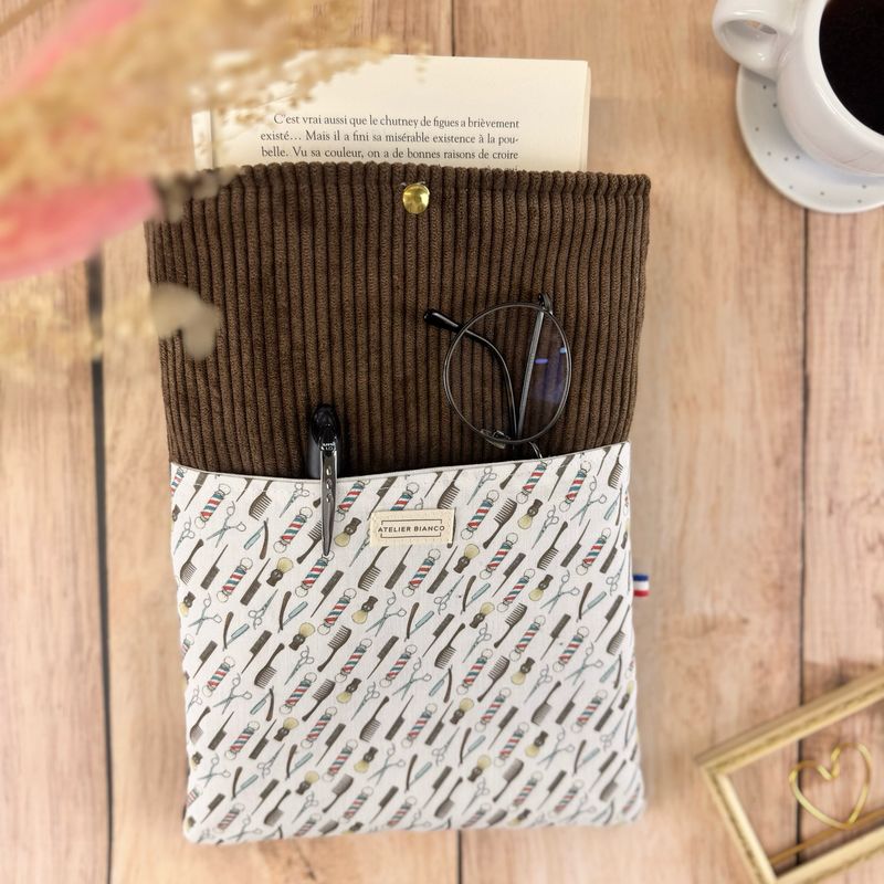 Pochette à livre – Velours côtelé & coton imprimé