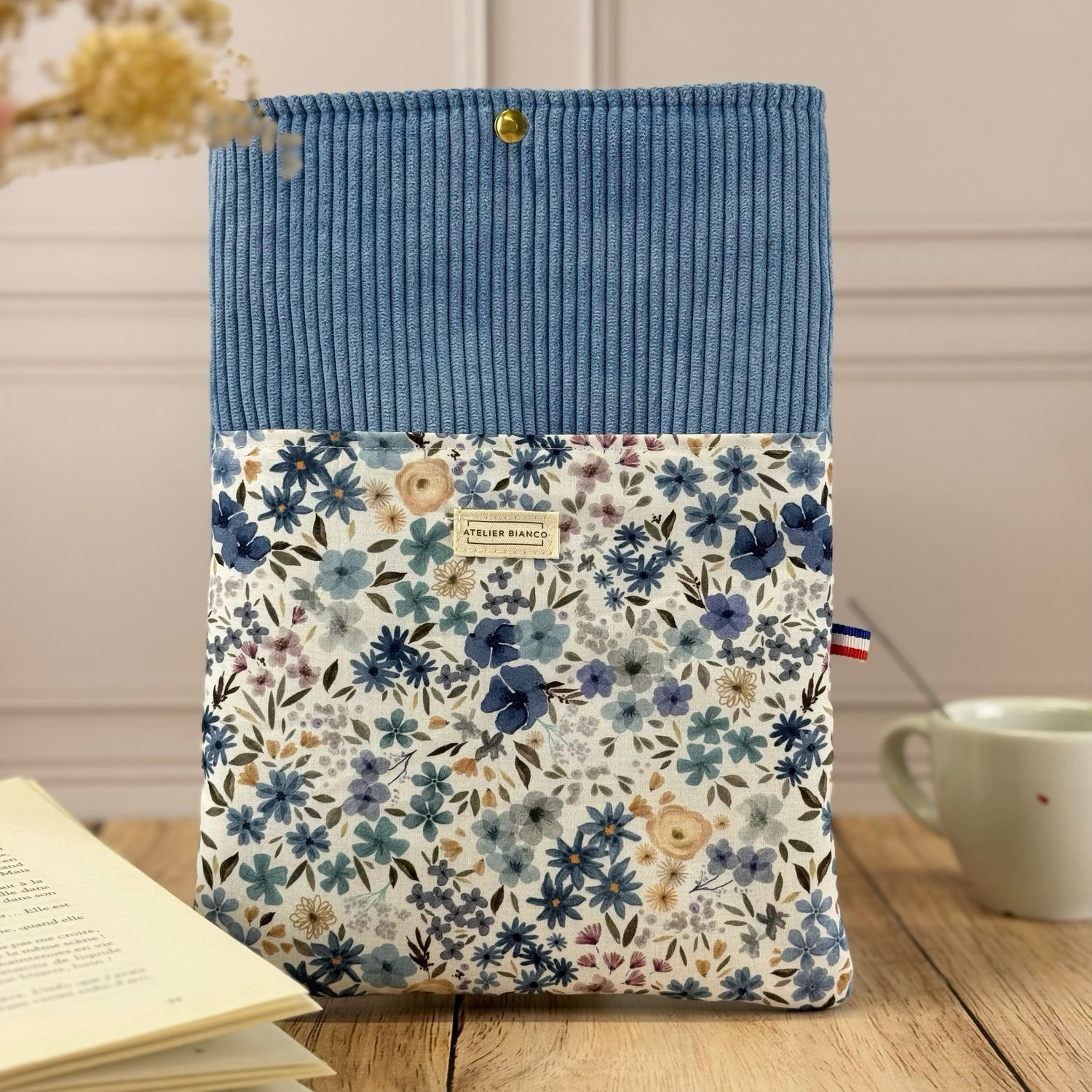 Pochette à livre – Velours côtelé & coton imprimé