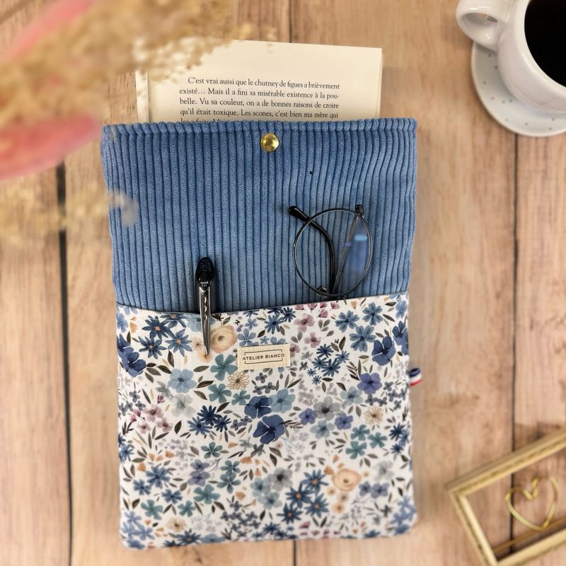 Pochette à livre – Velours côtelé & coton imprimé