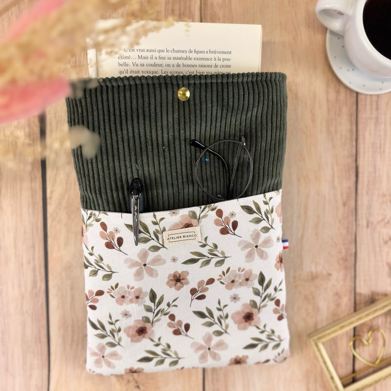 Pochette à livre – Velours côtelé & coton imprimé