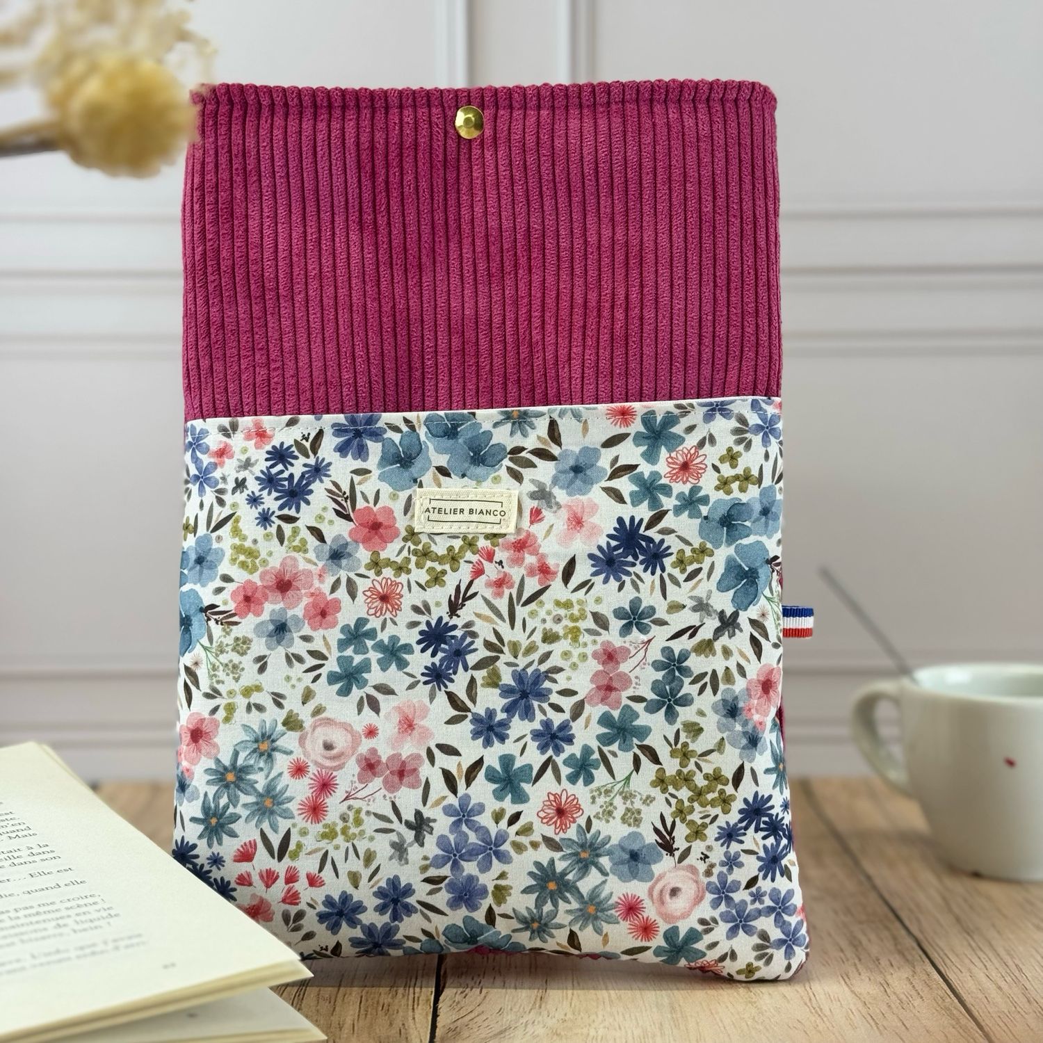 Pochette à livre – Velours côtelé & coton imprimé