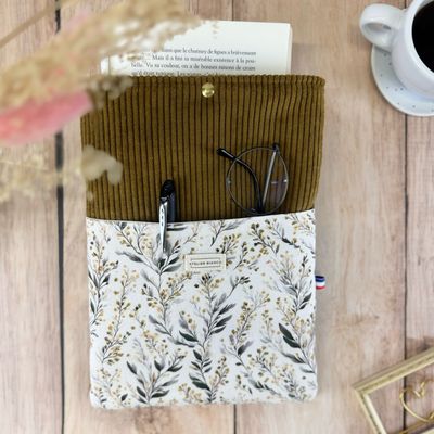 Pochette à livre – Velours côtelé & coton imprimé