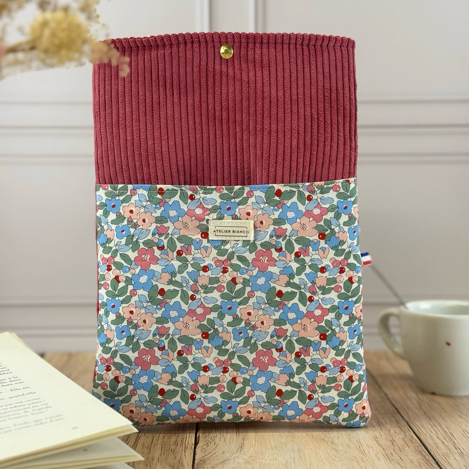 Pochette à livre – Velours côtelé & coton imprimé