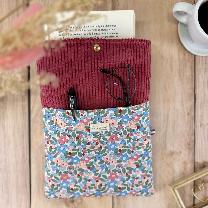Pochette à livre – Velours côtelé & coton imprimé