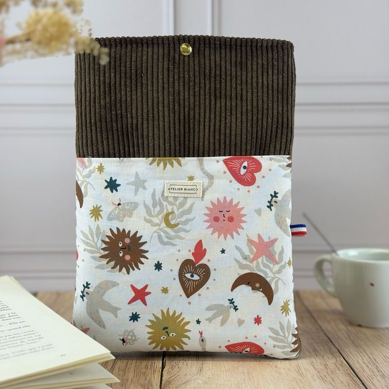 Pochette à livre – Velours côtelé & coton imprimé