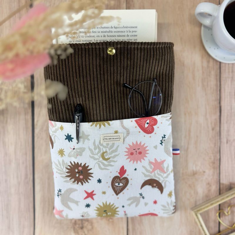 Pochette à livre – Velours côtelé & coton imprimé