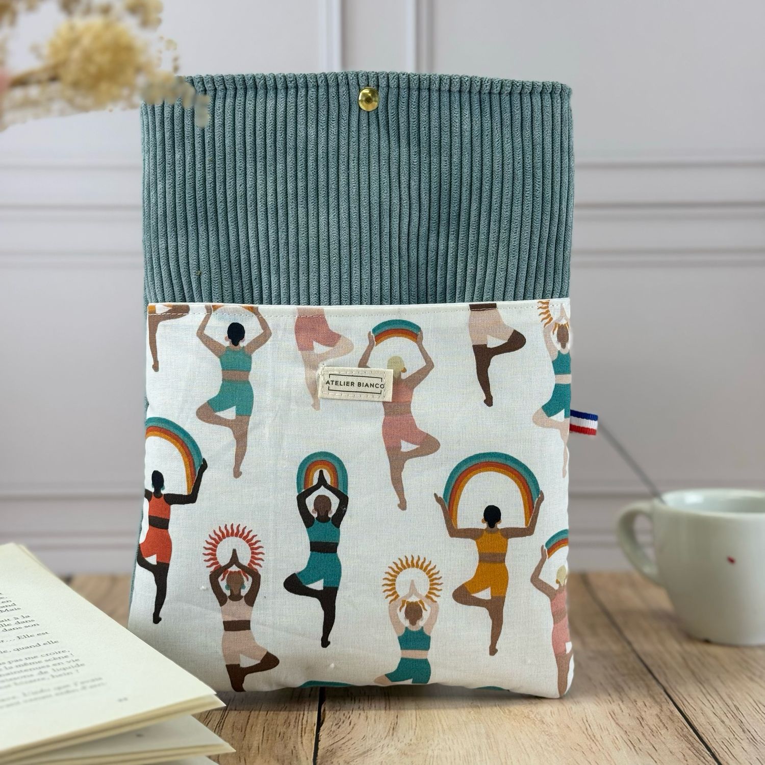 Pochette à livre – Velours côtelé & coton imprimé
