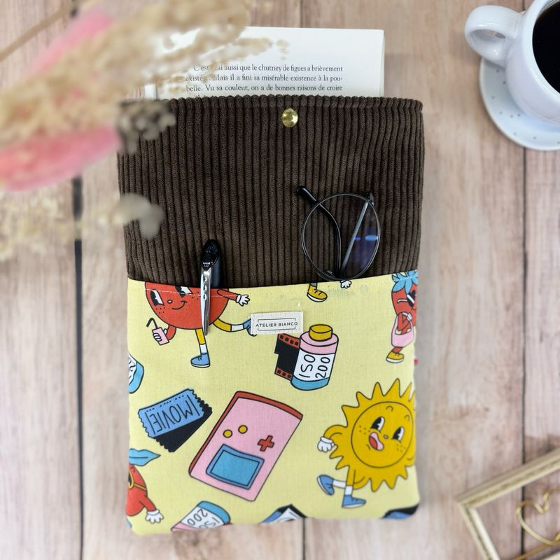 Pochette à livre – Velours côtelé & coton imprimé