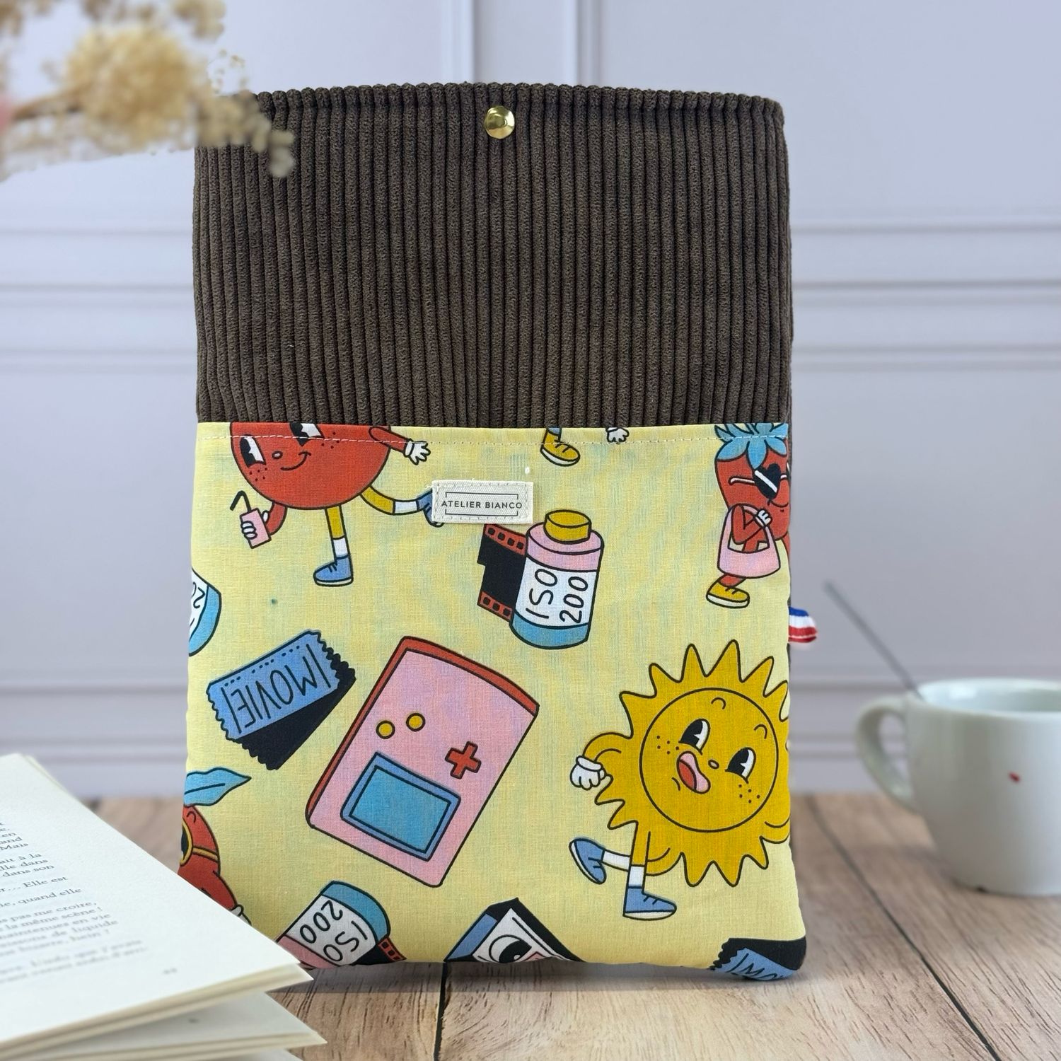 Pochette à livre – Velours côtelé & coton imprimé