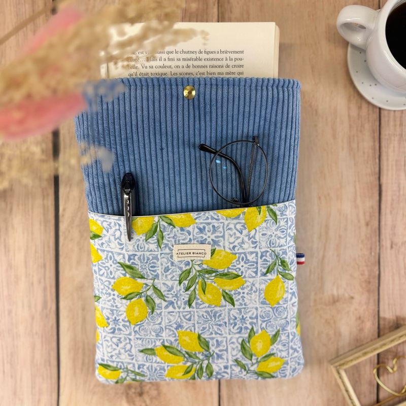 Pochette à livre – Velours côtelé & coton imprimé
