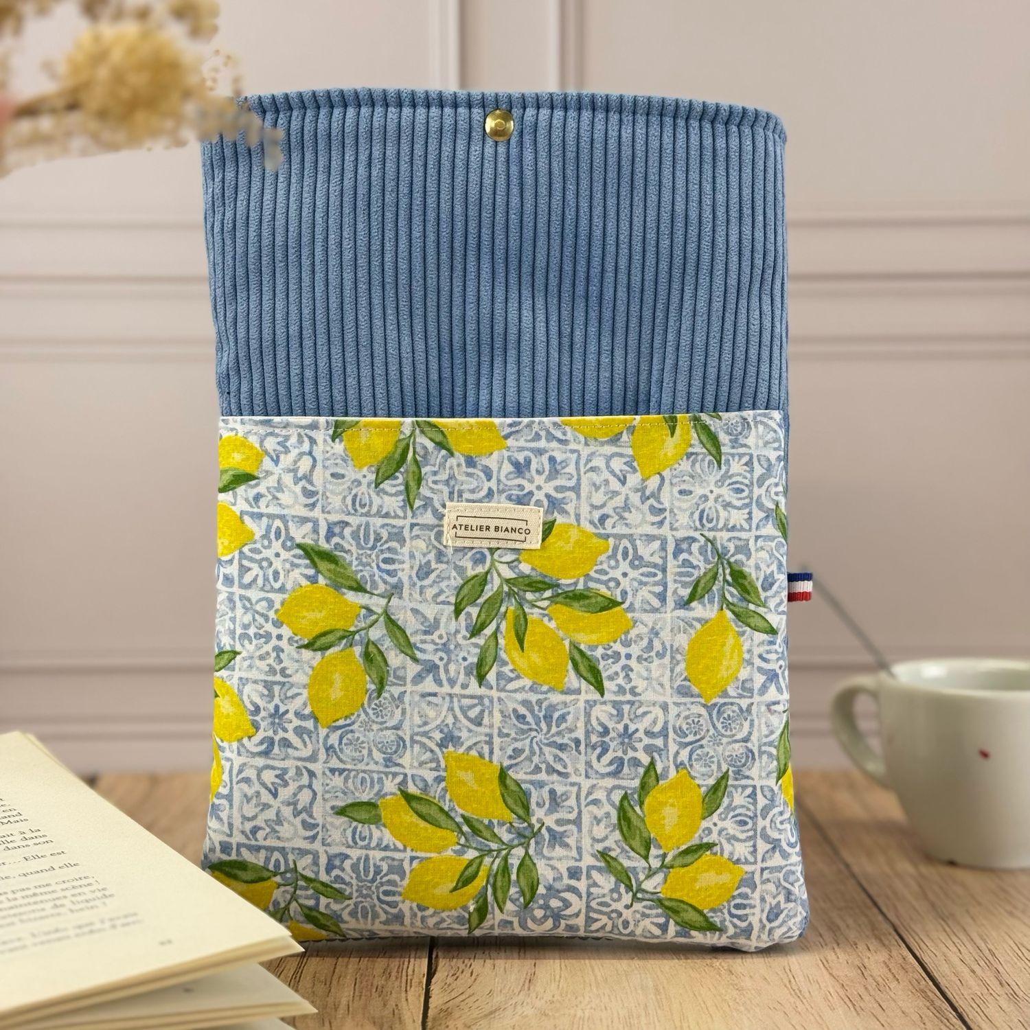 Pochette à livre – Velours côtelé & coton imprimé