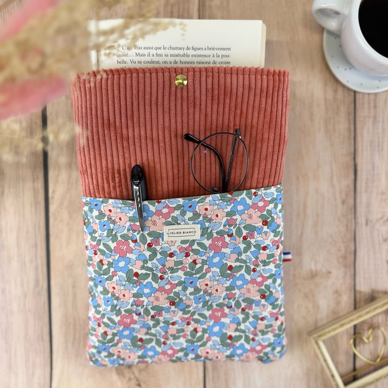 Pochette à livre – Velours côtelé & coton imprimé