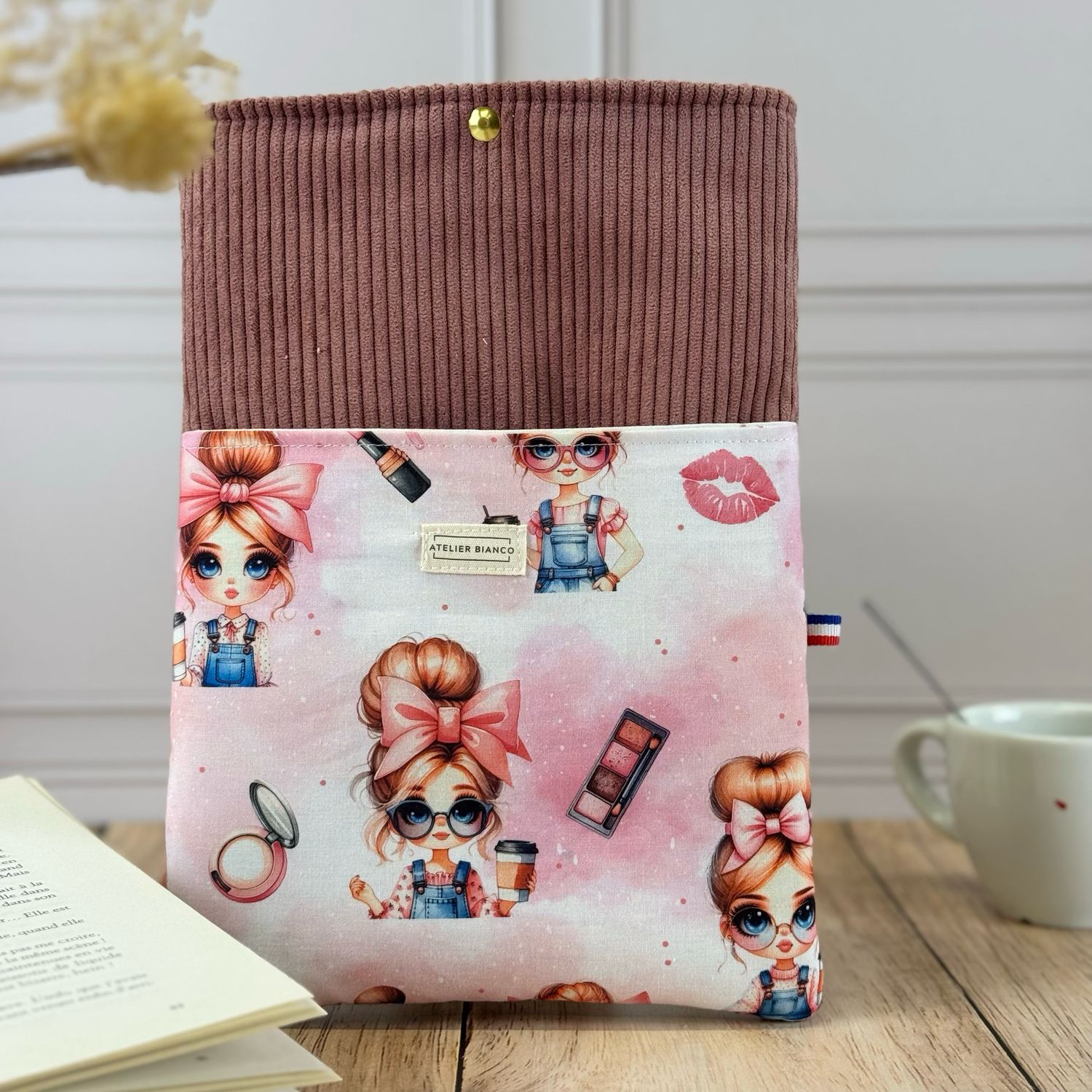 Pochette à livre – Velours côtelé & coton imprimé
