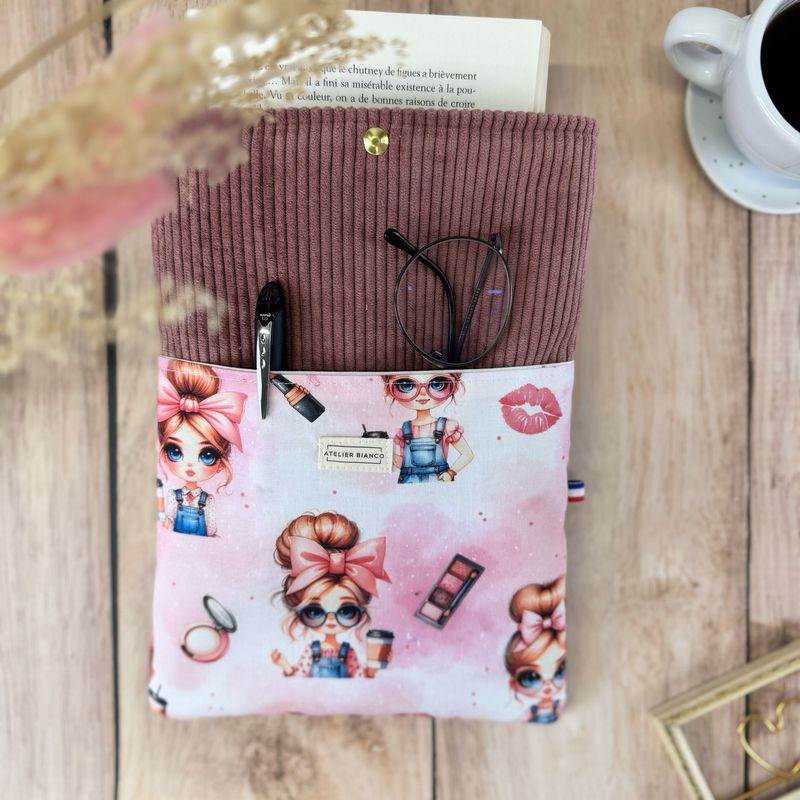 Pochette à livre – Velours côtelé & coton imprimé
