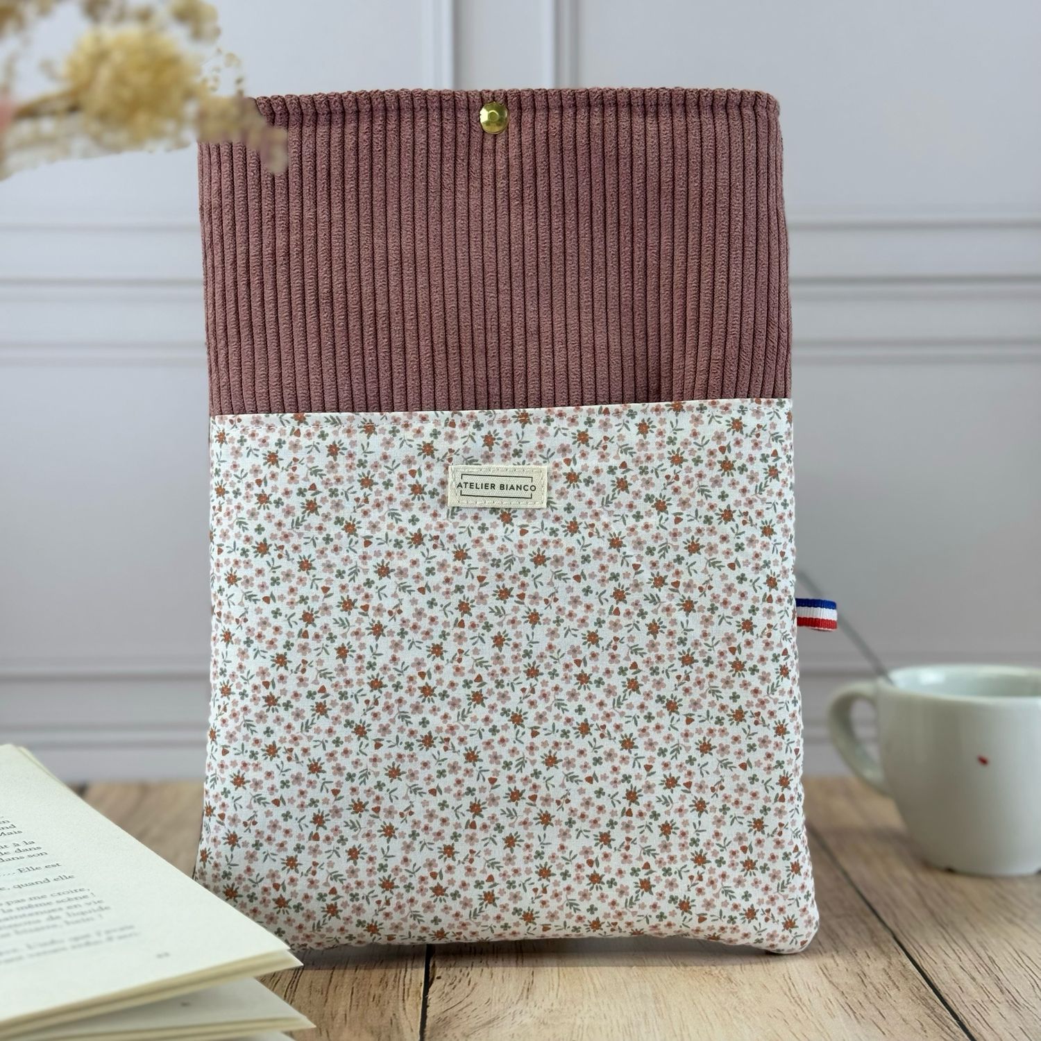 Pochette à livre – Velours côtelé & coton imprimé