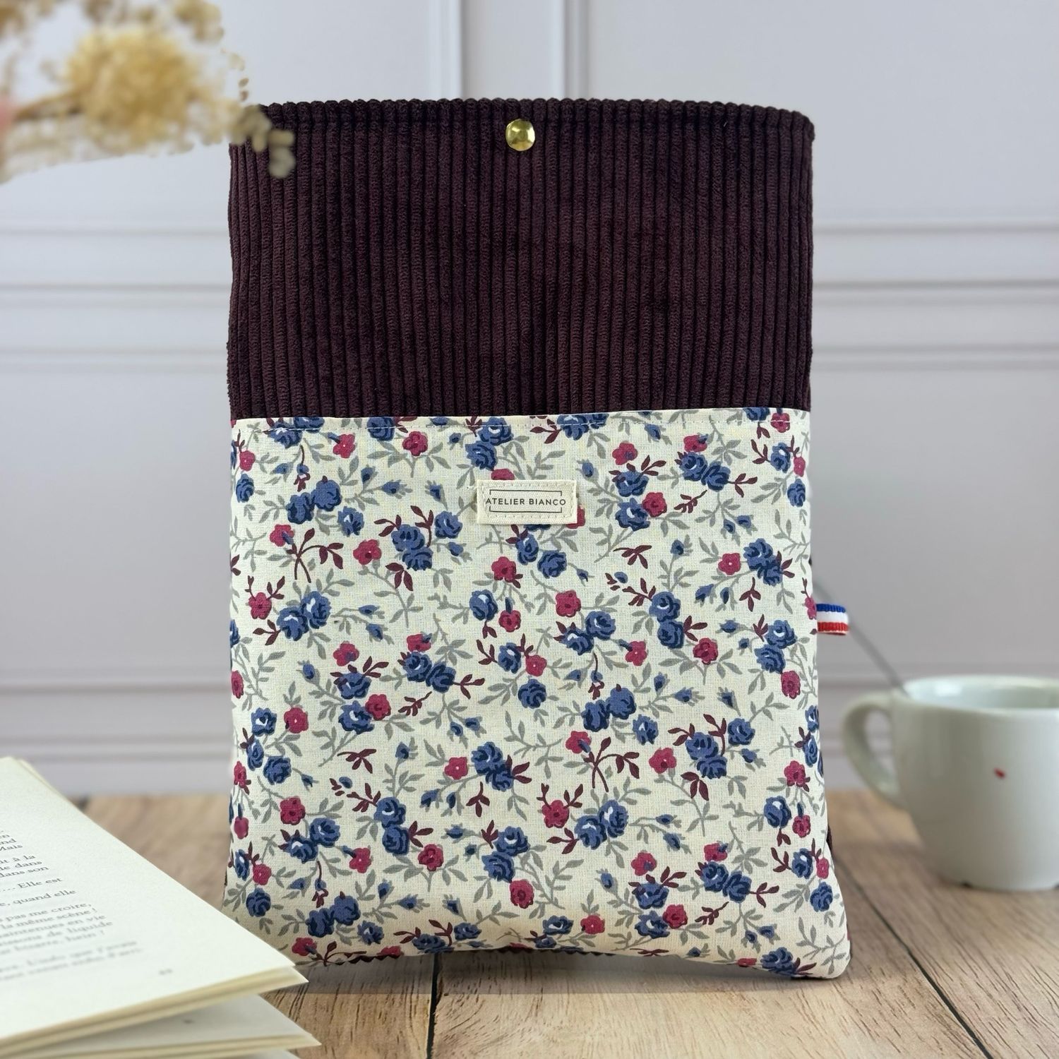 Pochette à livre – Velours côtelé & coton imprimé