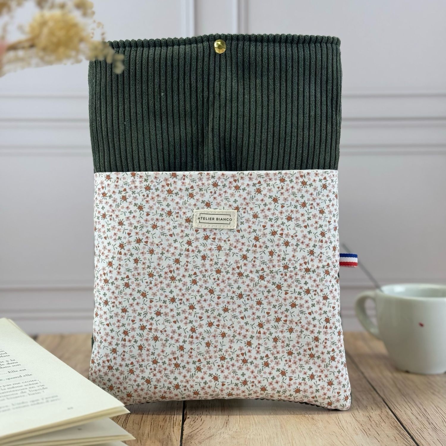 Pochette à livre – Velours côtelé & coton imprimé