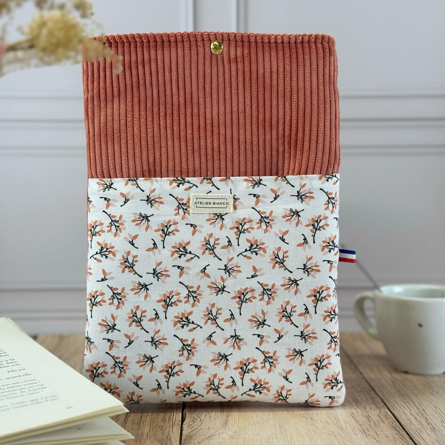 Pochette à livre – Velours côtelé & coton imprimé