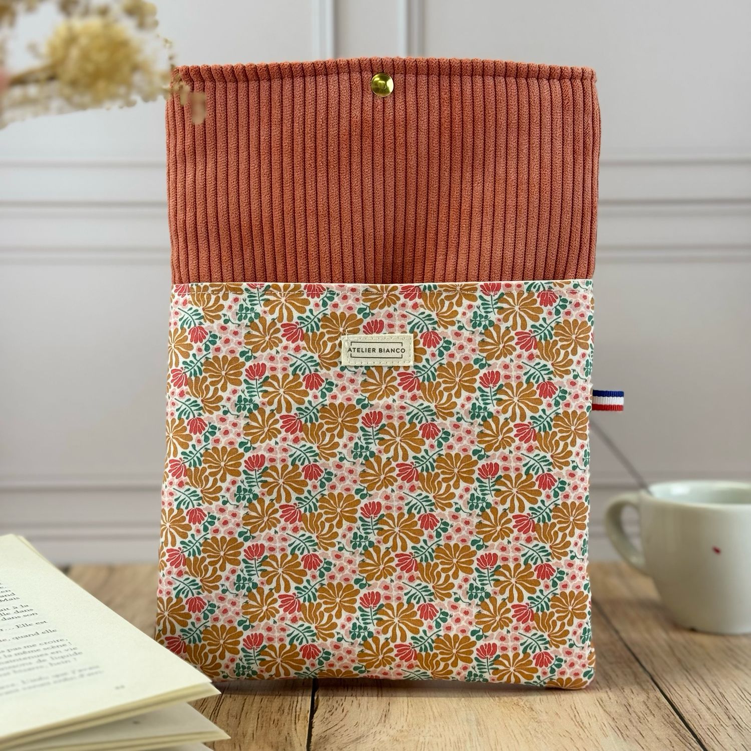 Pochette à livre – Velours côtelé & coton imprimé
