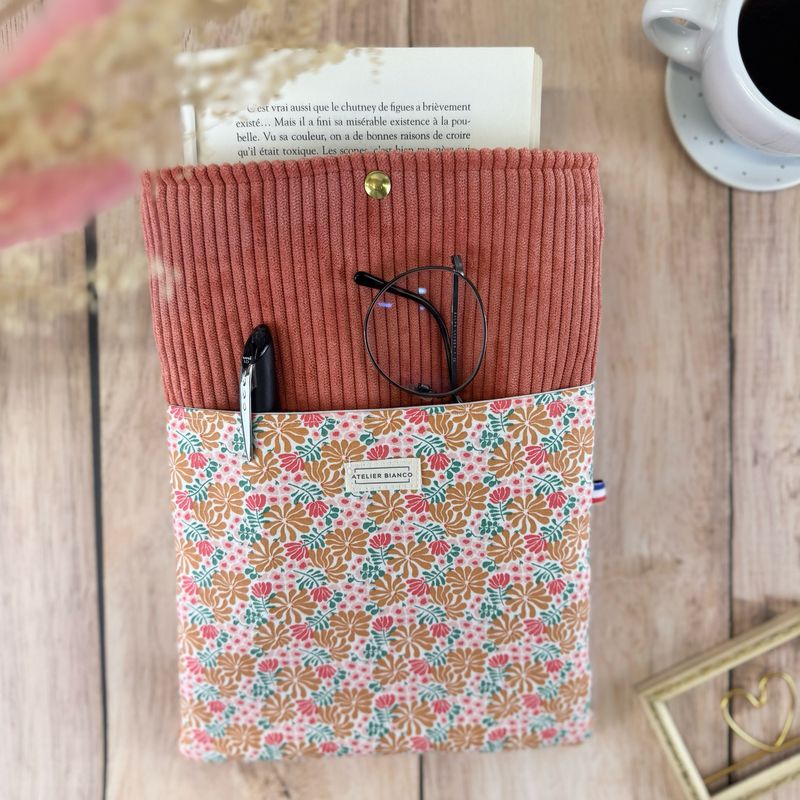 Pochette à livre – Velours côtelé & coton imprimé