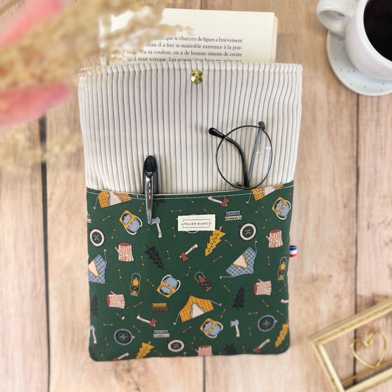 Pochette à livre – Velours côtelé & coton imprimé