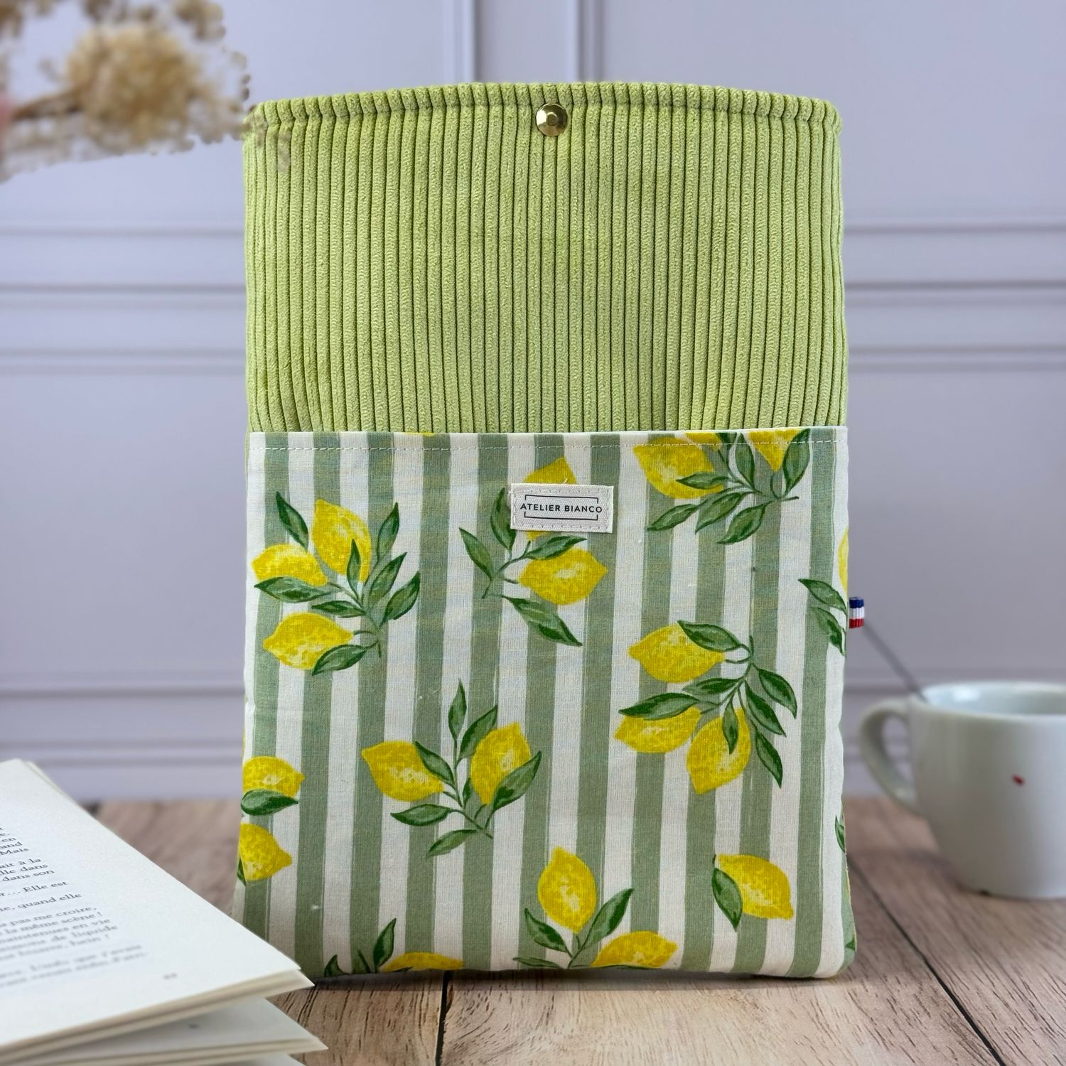 Pochette à livre – Velours côtelé & coton imprimé