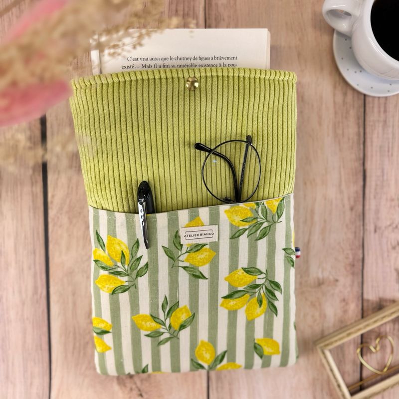 Pochette à livre – Velours côtelé & coton imprimé