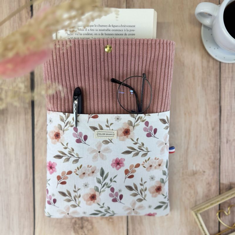Pochette à livre – Velours côtelé & coton imprimé