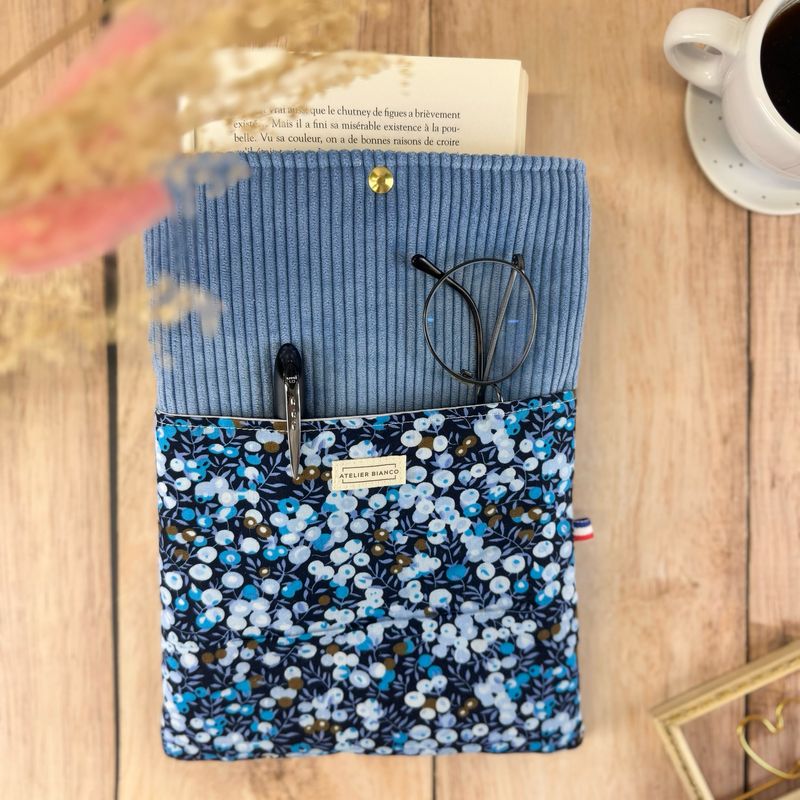 Pochette à livre – Velours côtelé & coton imprimé
