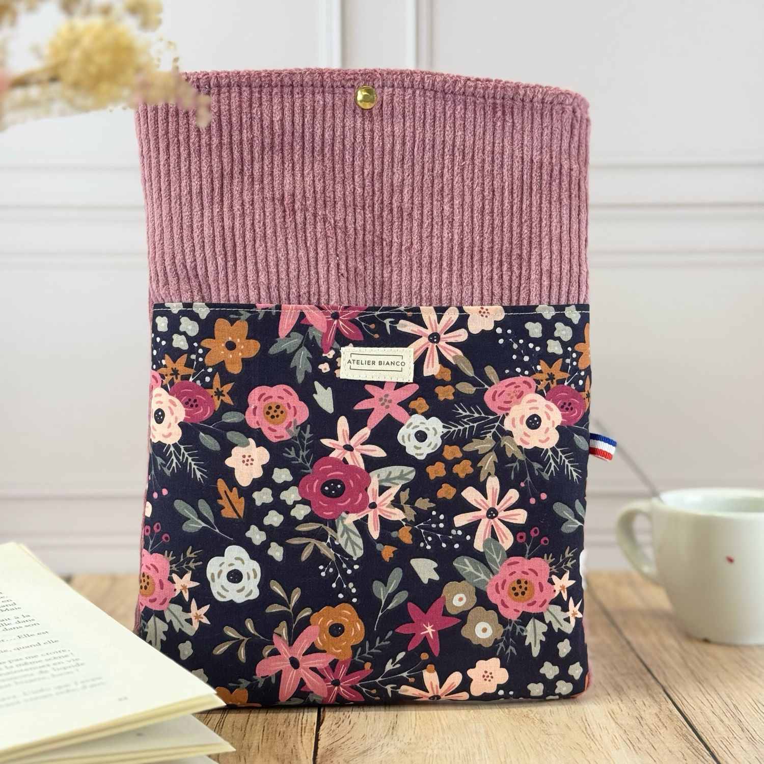 Pochette à livre – Velours côtelé & coton imprimé