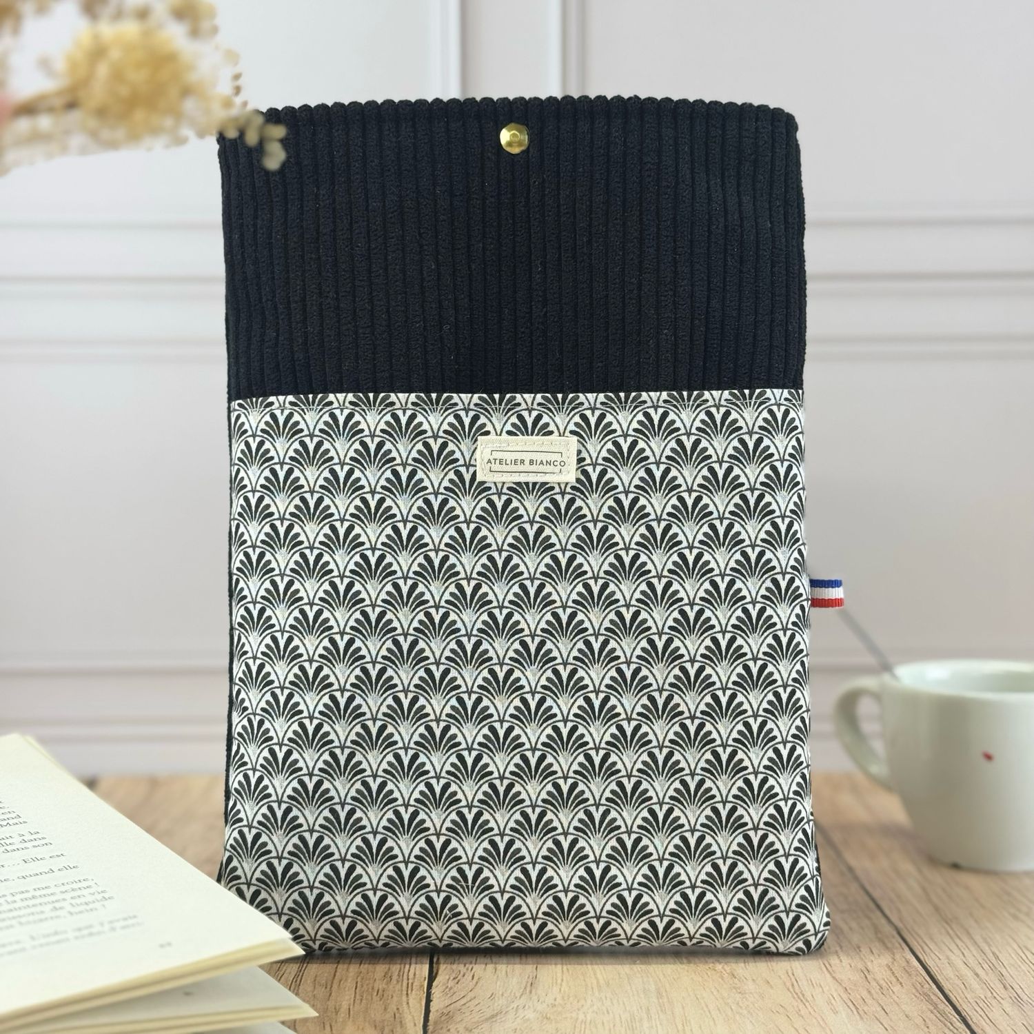 Pochette à livre – Velours côtelé & coton imprimé