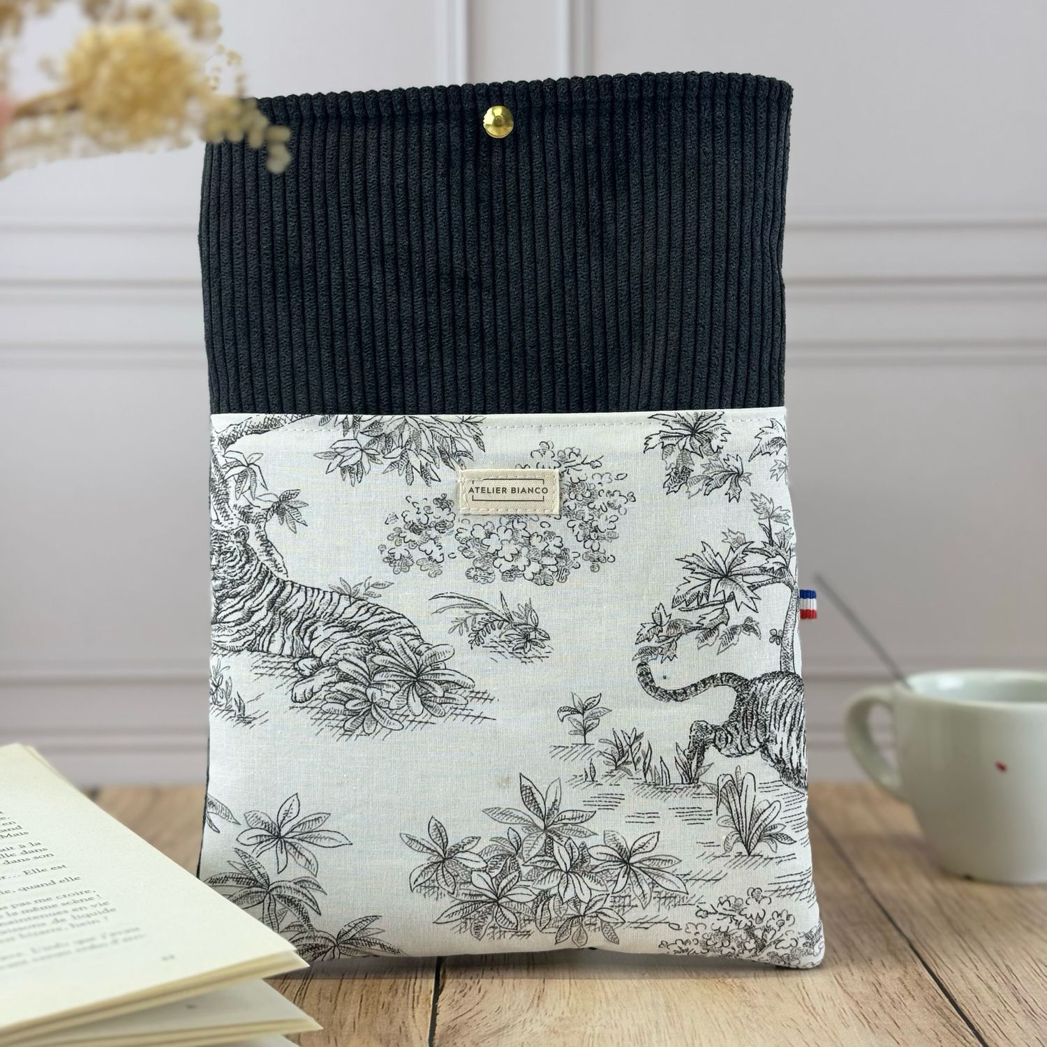 Pochette à livre – Velours côtelé & coton imprimé