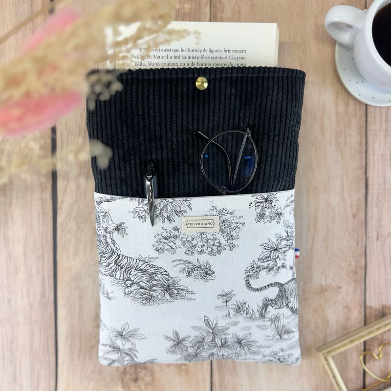 Pochette à livre – Velours côtelé & coton imprimé
