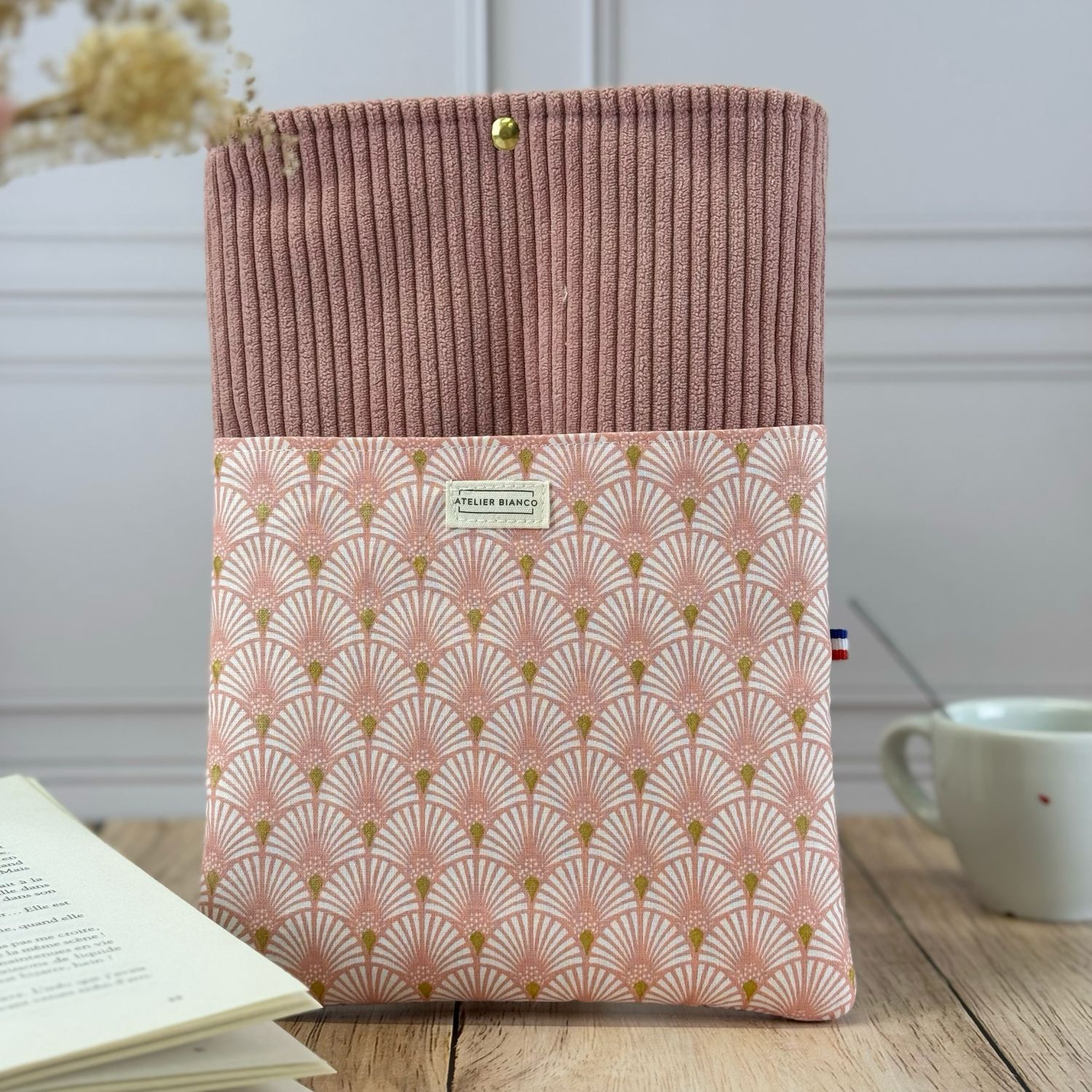 Pochette à livre – Velours côtelé & coton imprimé